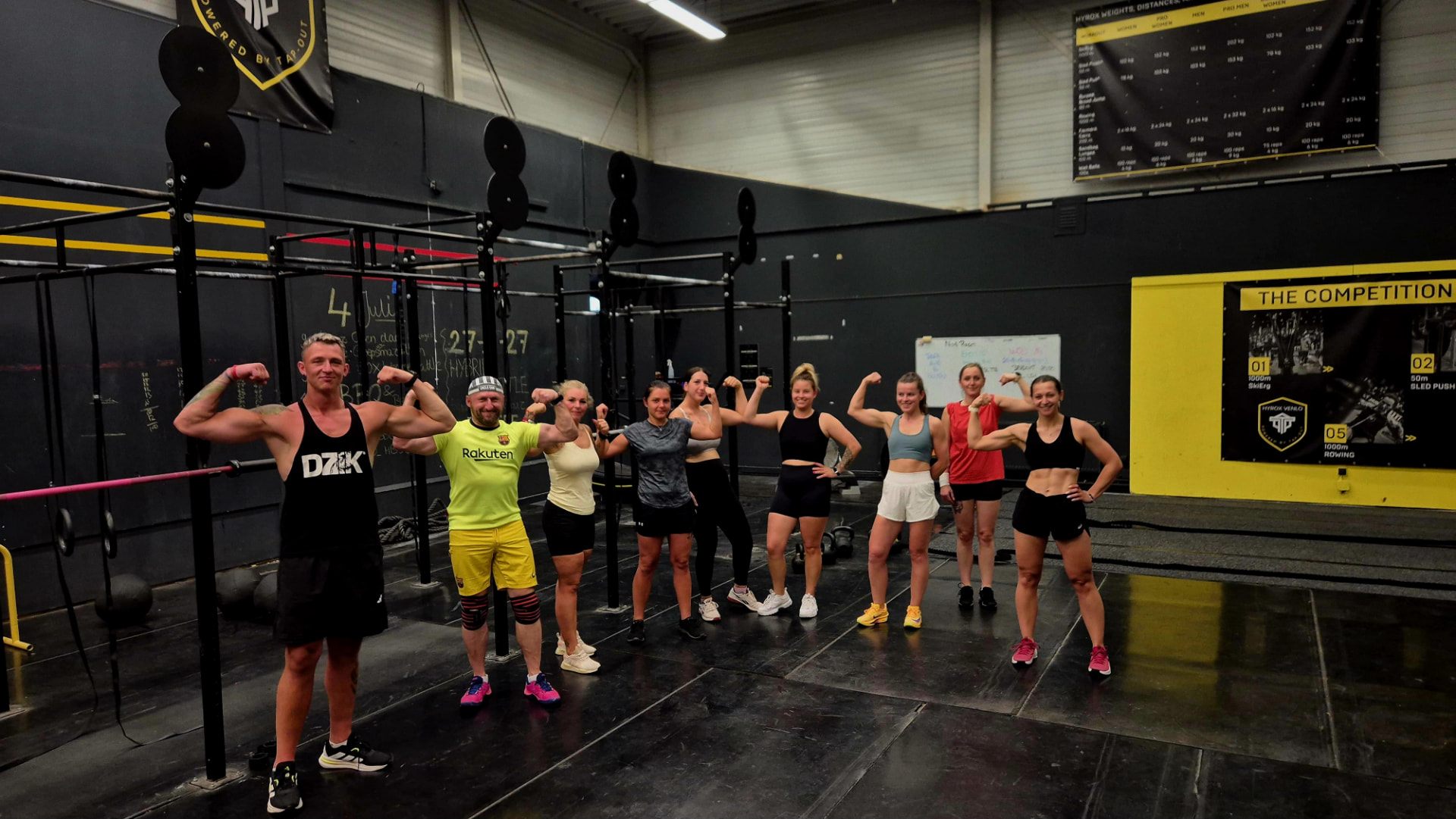 HYROX International Venlo training group posing together in the gym